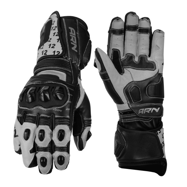 Bespoke Motorcycle Racing Leather Gloves - Grey Colour
