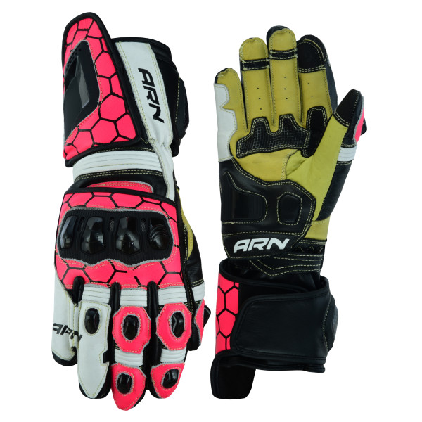 Motorbike leather gloves Pink colour free UK Delivery ARN-LWG-0010